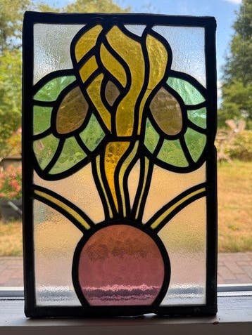 Antiek Glas-in-loodraam - 1920-1930 - Glas in lood paneel