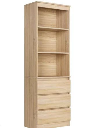 Moderne Hoge Boekenkast met Lades en Open Planken 60x35x180, Huis en Inrichting, Kasten | Boekenkasten, Verzenden, Nieuw