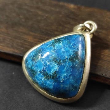 Azuriet Chrysocolla Malachiet Zilveren hanger 925 - Hoogte:
