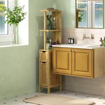 Badkamer Kolomkast met Deuren en Open Planken – Smalle Kast, Huis en Inrichting, Verzenden, Nieuw