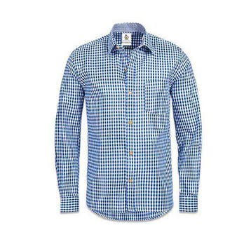Blauw wit geblokt overhemd, Verzenden, Nieuw, Feestartikel