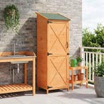 vidaXL Tuinschuur Bruin 59,5 x 56 x 176,5 cm Bewerkt hout, Tuin en Terras, Tuinhuizen, Verzenden, Nieuw