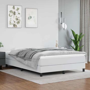 vidaXL Boxspring bed kunstleer wit 140x200 cm, Overige materialen, Verzenden, Wit, 140 cm