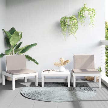vidaXL 3-delige Loungeset met kussens PP wit, Verzenden, Nieuw, 3 zitplaatsen, Loungeset