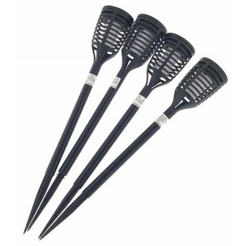 Benson Set van 4 LED solar tuinlampen - fakkel - flikkere..., Ophalen of Verzenden, Nieuw
