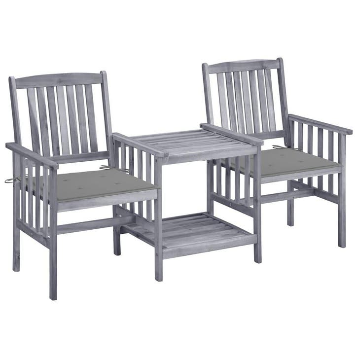 vidaXL Tuinstoelen met tafeltje en kussens massief, Tuin en Terras, Tuinsets en Loungesets, Tuinset, Nieuw, Hardhout, Verzenden