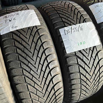 2 x Pirelli Winter Cinturato 195-55-16 Winterbanden 6mm, Gebruikt, 16 inch, Band(en), Personenwagen