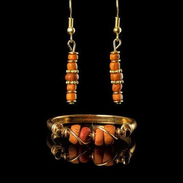 Oud-Romeins, Keizerrijk Earrings, en ring met Romeinse