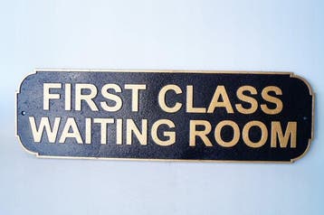 Reclamebord - First Class Wachtkamer - 59,5 cm - Metaal, Nieuw