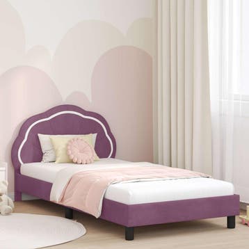 vidaXL Bedframe voor kinderen met hoofdbord Paars 90 x 190, Verzenden, Nieuw, Eenpersoons, Stof