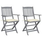 vidaXL Tuinstoelen 2 st inklapbaar met kussens massief, Verzenden, Nieuw, Hout