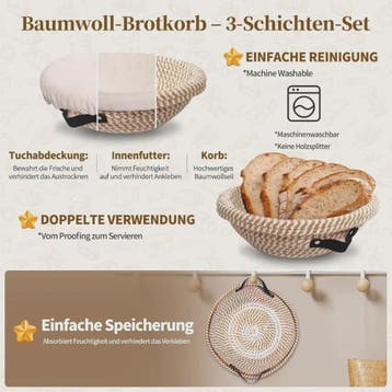 Complete Sourdough Brood Bakset: Gistingmand, Starterglas &, Verzenden, Nieuw