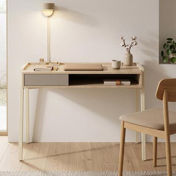 Bureau Boderas 107x55x78 cm Beige/Travertin [en.casa], Verzenden, Nieuw
