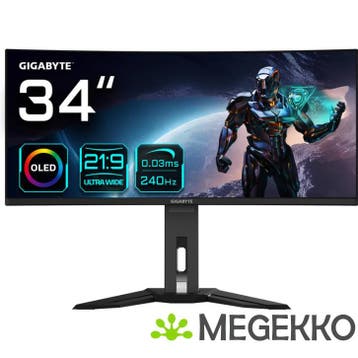 Gigabyte MO34WQC2 34  Wide Quad HD 240Hz OLED Gaming Monitor, Computers en Software, Monitoren, Verzenden, Nieuw, Gigabyte