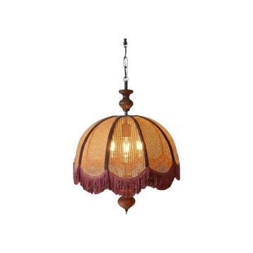 Plafondlamp met lampenkap - Staal, Rattan, Hout - Bohemien,