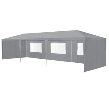 Paviljoen partytent met 8 zijwanden 9x3x2,55 m donkergrijs, Tuin en Terras, Partytenten, Verzenden, Nieuw