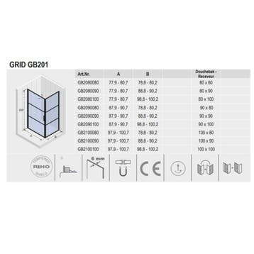 Aanbieding: Douchecabine Riho Grid met Klapdeur 80x80 cm 6mm, Doe-het-zelf en Verbouw, Sanitair, Ophalen of Verzenden, Nieuw