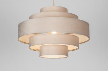 Rietveld Hanglampen - Taupe - Stof, Metaal, Huis en Inrichting, Lampen | Hanglampen, Verzenden, Nieuw