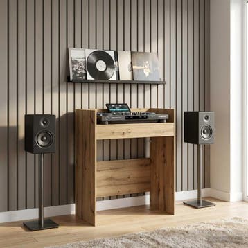 vidaXL DJ Tafel Artisanaal eiken 102 x 45 x 102 cm Bewerkt, Muziek en Instrumenten, Verzenden, Nieuw