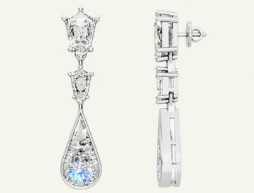 Oorbellen - 14 karaat Witgoud - 5.61ct. tw. Diamant, Nieuw
