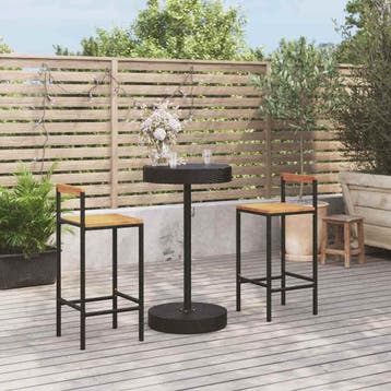 vidaXL 3-delige Tuinbarset poly rattan en massief acaciahout, Verzenden, Nieuw, 2 zitplaatsen