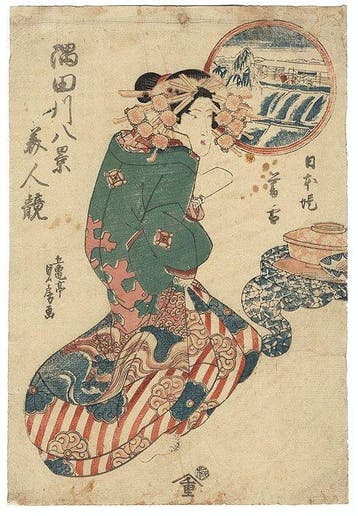 Original Woodblock Print - The Lady-in-waiting at the