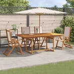 vidaXL 5-delige Tuinset massief acaciahout en textileen, 4 zitplaatsen, Nieuw, Tuinset, Verzenden