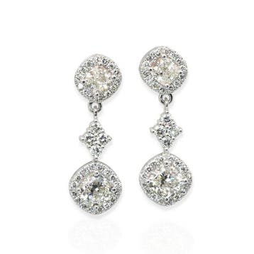 Oorbellen - 18 karaat Witgoud - 4.12ct. tw. Diamant, Nieuw