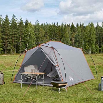 vidaXL Tunneltent 2-persoons Grijs en Oranje, Caravans en Kamperen, Tenten, Verzenden, Nieuw, Tot en met 2