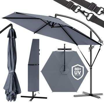 Zweefparasol Antraciet Aluminium Ø300cm UV-bescherming 80+, Verzenden, Nieuw