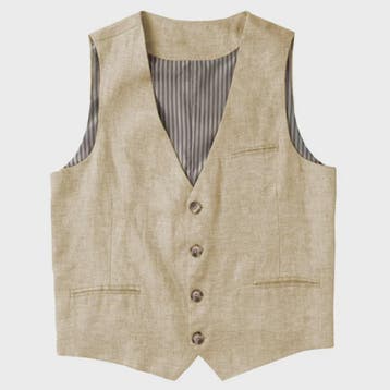 Linnen Heren Gilet - Zomer Waistcoat V-hals Single Breasted, Kleding | Heren, Verzenden, Nieuw