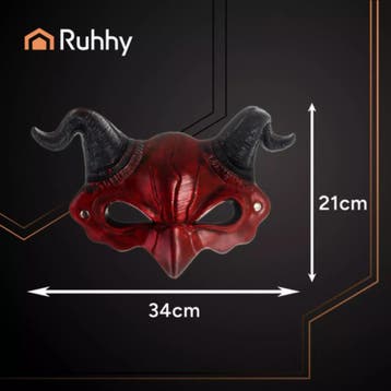 Ruhhy Demon Masker Halloween – Rood en Zwart – Kunststof, Ophalen of Verzenden, Nieuw