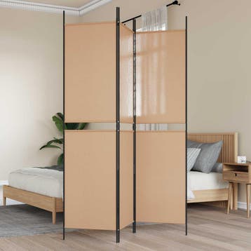 vidaXL 3-Panel Room Divider Beige 150 x 200 cm Stof, Verzenden, Nieuw