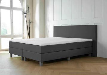 ACTIE! Boxspring Malaga 140 200 Antraciet, Verzenden, Nieuw, 140 cm, Twijfelaar
