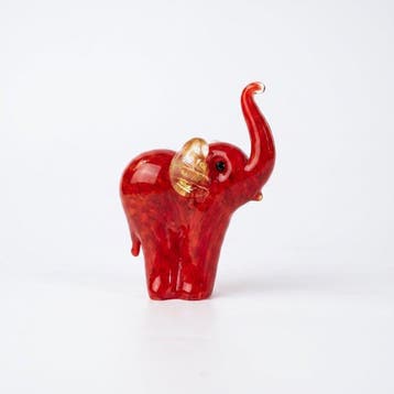Murano - sculptuur, Scultura di Elefante con foglia oro 24