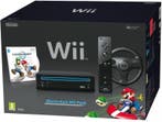 Nintendo Wii (Black) + Mario Kart Wii + Wii Wheel (boxed)..., Verzenden, Gebruikt
