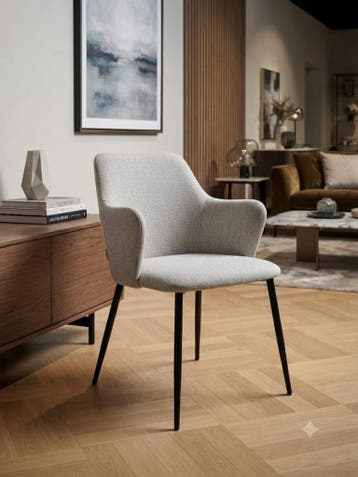 Online veiling: Eetkamerstoelen licht beige (2x), Nieuw