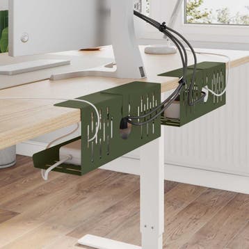 vidaXL Kabelgoot voor onder bureau 2 st Olijfgroen 35 x 12 x, Verzenden, Nieuw