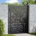 vidaXL Poort met vlamontwerp 100x125 cm staal zwart, Verzenden, Nieuw