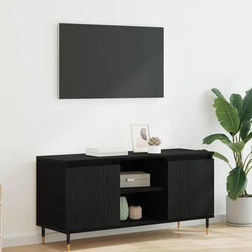vidaXL TV-kast Zwart Eiken 104 x 35 x 50 cm Bewerkt hout, Minder dan 50 cm, Verzenden, Nieuw, Minder dan 100 cm