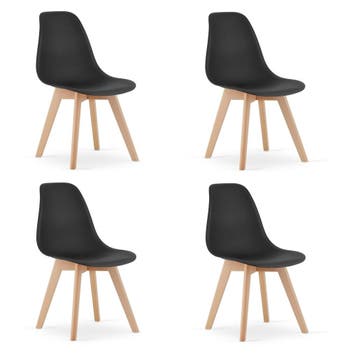 Stoelen Set 4 Zwart Houten Poten | Laatste Stuk!, Huis en Inrichting, Stoelen, Zwart, Ophalen of Verzenden, Zo goed als nieuw