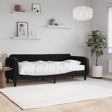 vidaXL Slaapbank met matras 80x200 cm fluweel zwart, Eenpersoons, Verzenden, Zwart, Nieuw