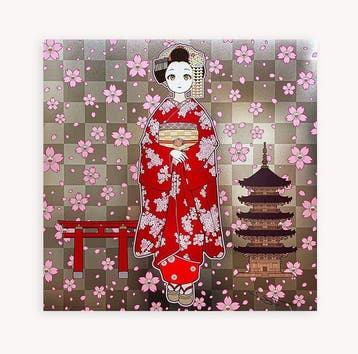Takashi Murakami (1962) - Maiko in Kyoto Cherry Blossoms on, Antiek en Kunst