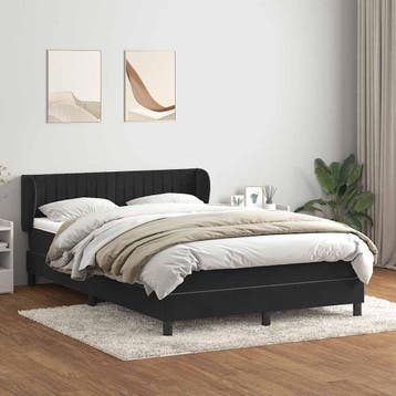 vidaXL Boxspring met matras fluweel zwart 160x210 cm, Verzenden, Zwart, Stof, Nieuw