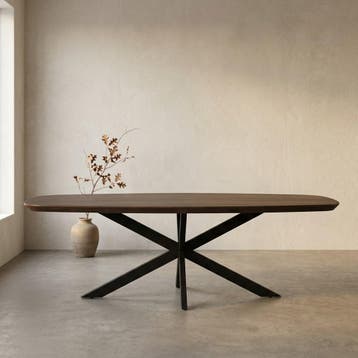 Deens ovale eettafel Madison Bruin Poot Zwart Mangohout 200, Huis en Inrichting, Tafels | Eettafels, Ophalen of Verzenden, Nieuw