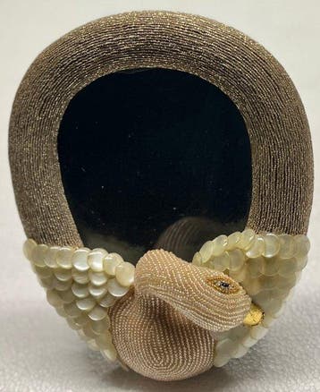 Fotolijst- haute couture - Glas; kralen; parelmoer -, Antiek en Kunst