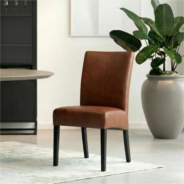 Leren eetkamerstoel Just - Granada Cognac (donkercognac) -, Bruin, Bohemian, Eigentijds, Klassiek, Retro, Romantisch, Scandinavisch