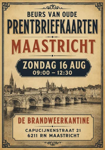 Prentbriefkaarten Beurs Maastricht zondag 16 Augustus, Gelopen