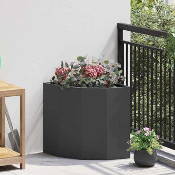 vidaXL Hoek Plantbak Zwart 45 x 45 x 50 cm Staal, Tuin en Terras, Verzenden, Minder dan 60 cm, Nieuw, Metaal