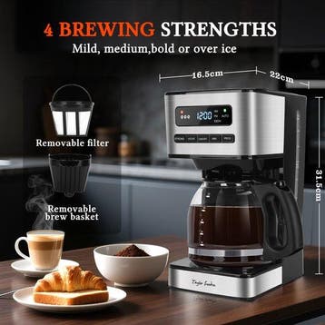 Koffiezetapparaat - filterkoffie - Glazen pot - RVS - 1,8L -, Verzenden, Zo goed als nieuw
